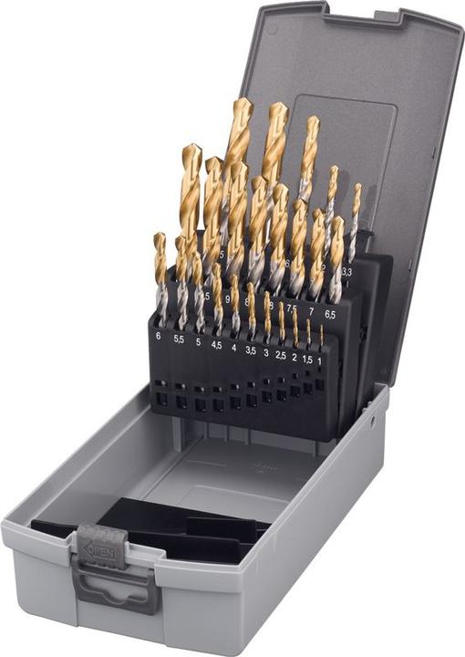 Neriox Twist drill assortment type N, HSS, TiN 1-10.5 mm / 0.5 + core hole drill (1-10.5 mm)