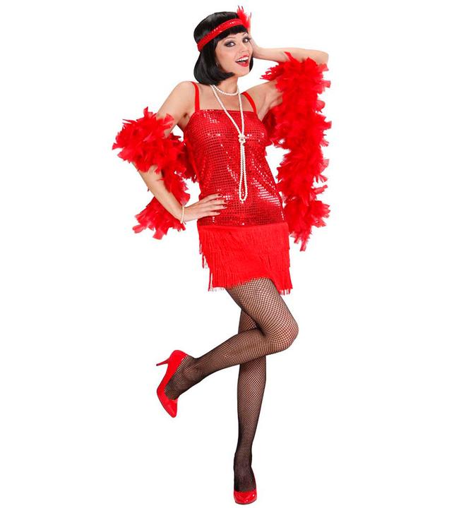 Actual product image Widmann Charleston dress with headband and feather red (S, M, L)