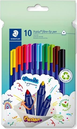 Actual product image Staedtler triplus colour 323 triangular fibre-tip pens cardboard box with 10 pieces, assorted (10 colours, 10 x)