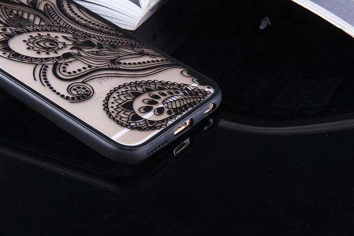Actual product image König Design Apple iPhone 6s Plus Mobile Cover Mandala Case Protective Cover Motif Flower Black (Apple iPhone 6 Plus)