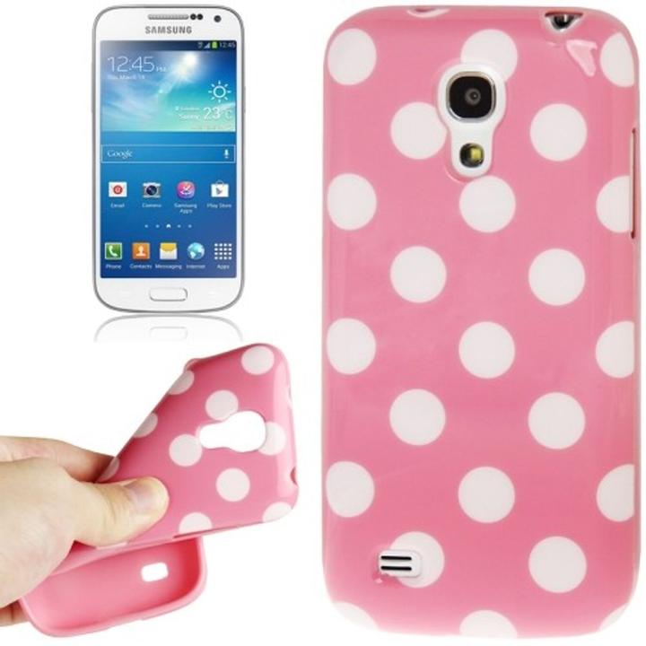 Produktbild König Design Schutzhülle Punkte TPU Case für Handy Samsung Galaxy S4 mini i9190 rosa/weiss (Samsung Galaxy S4 mini)