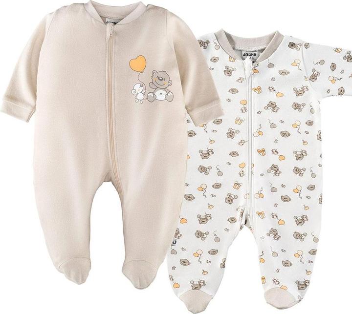 Actual product image Jacky Baby One-piece pyjamas - 2-pack - Lovely Bear Offwhite Baby pyjamas (68)