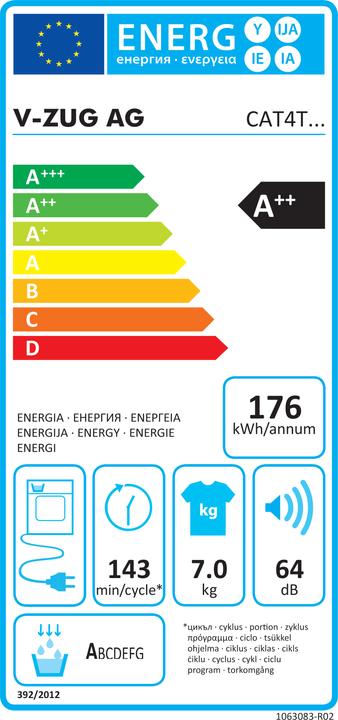 Etichetta energetica V-Zug CombiAdoraDrying V4000 (7 kg, A destra)