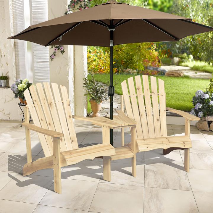 Produktbild Outsunny Gartenbank mit Tisch und Schirmloch