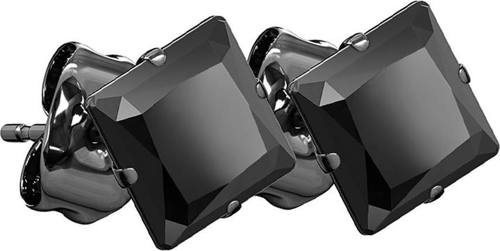 Image du produit Star Piercing Boucles d'oreilles noires avec cristal carré noir (sans laiton, Acier chirurgical 316L)