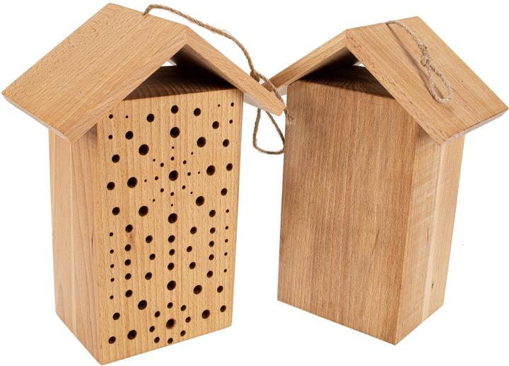 Produktbild La Mia! Massives Insektenhotel aus Buchenholz - Perfektes Wildbienen-Hotel für den Garten (Wildbienen)