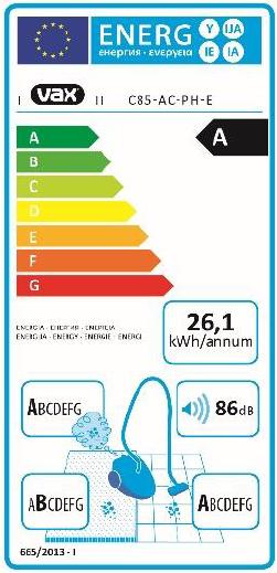 Energie-Label Vax Air Revolve Power Head C85-AC-PH-E