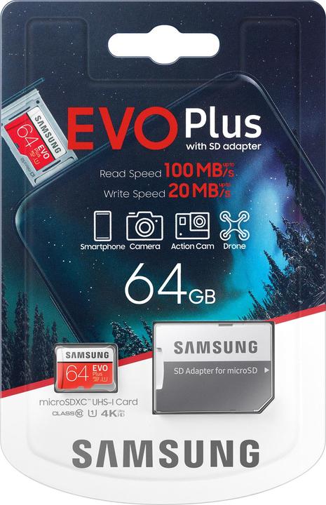 Actual product image Samsung Evo+ (64 GB, microSDXC, U1, UHS-I)