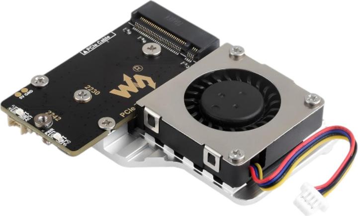 Image du produit WaveShare Adaptateur PCIe vers M.2 SSD avec refroidisseur (E) pour Raspberry Pi 5