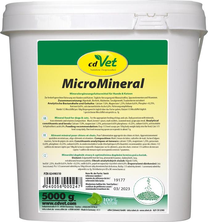 Immagine prodotto cdVet Integratore alimentare per cani MicroMineral, cane e gatto, 150 g (Senior, Adulto, Junior, 1 pz., 150 g)