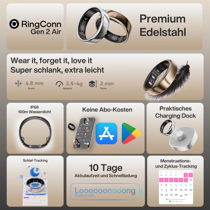 Actual product image RingConn Smart Ring Gen 2 Air (7, Gold)