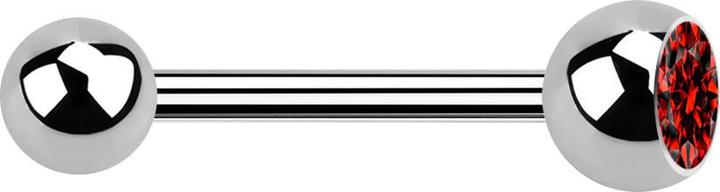 Star Piercing Barbell silber mit Kugel und Kugel Kristall rot (ohne Messing, Titan G23)