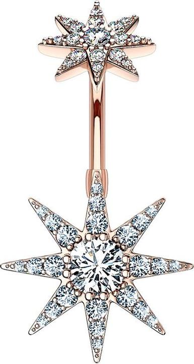 Produktbild Star Piercing Banane Innengewinde rosegold doppel Stern (Messing, Chirurgenstahl 316L)