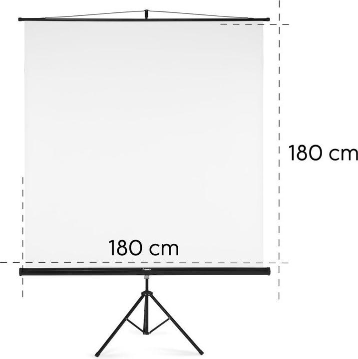 Immagine prodotto Hama Schermo con treppiede, 180 x 180 cm, 2in1, dispositivo mobile, tubo telescopico, bianco (100.39", 1:1)