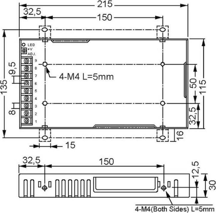 Actual product image MeanWell AC/DC power supply module closed (202.50 W)