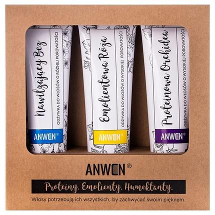 ANWEN SET Odżywki do włosów o wysokiej porowatości Proteinowa Orchidea 100ml + Emolientowa Róża (Haarpflege set)