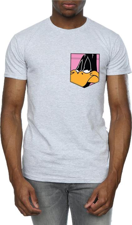 Actual product image Looney Tunes Mens Daffy Duck Face Faux Pocket T-Shirt (M)
