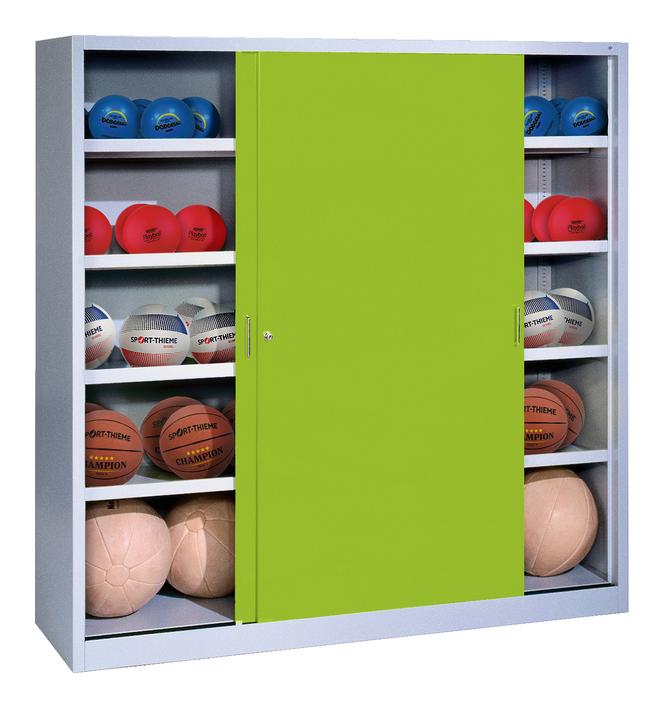 Actual product image C+P Ball cabinet (HxWxD: 195x120x50 cm, with solid sheet metal sliding doors, type 4)