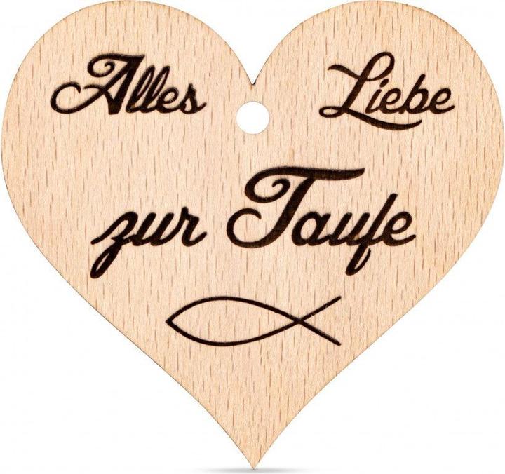 Actual product image ZNatur Heart wooden pendant gift decoration with engraving Alles Liebe zur Taufe No.91
