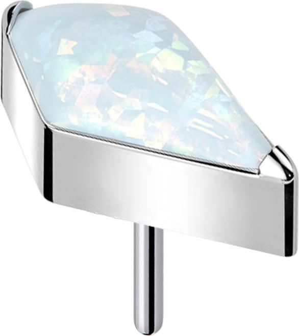 Star Piercing Threadless Diamant silber mit Opal weiss (ohne Messing, Titan G23)
