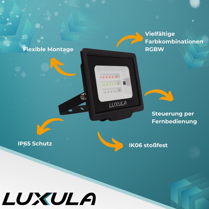 Actual product image Luxula RGB LED floodlight LX400184, 100W, IP65, black, with remote control (IP65)