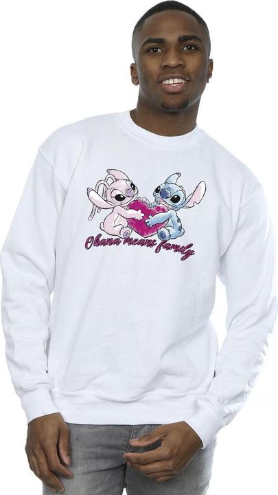 Actual product image Disney Mens Lilo And Stitch Ohana Heart With Angel Sweatshirt (L)