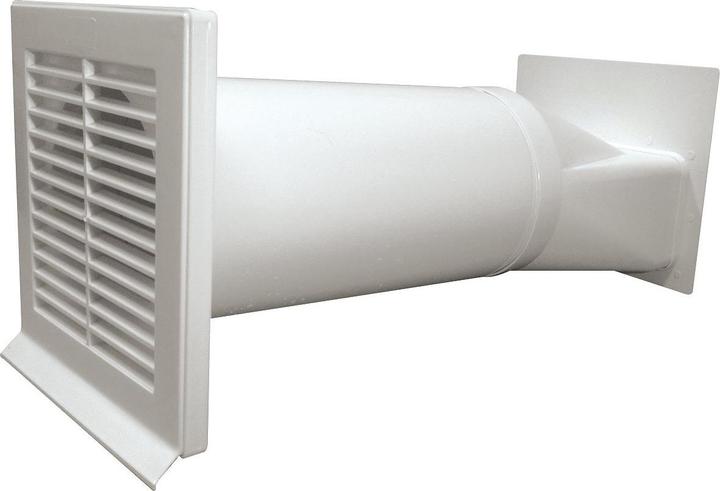 Produktbild IKM Flachkanal System 150 Mauerkasten mit innenliegender Rückstauklappe weiss