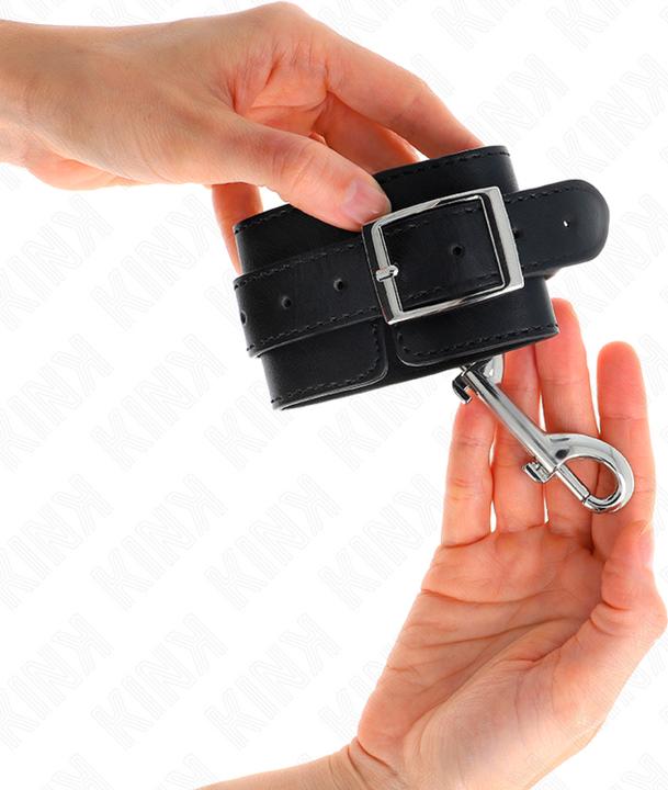Actual product image Kink Wrist Cuffs - Single Row Of Rivets Black Adjustable 17-28 cm X 5 cm