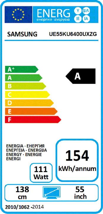 Energie-Label Samsung Ue55ku6400 (55", LCD, 4K, 2016)