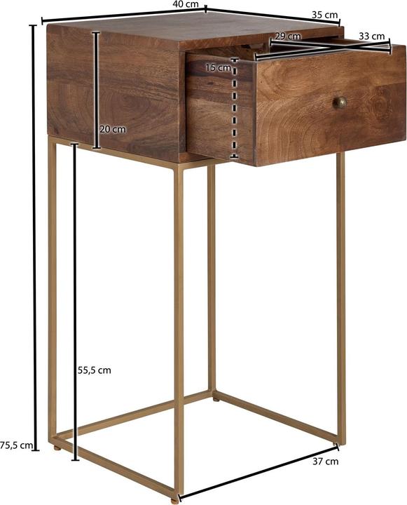 Actual product image FineBuy Bedside table (40 x 35 x 75.5 cm)