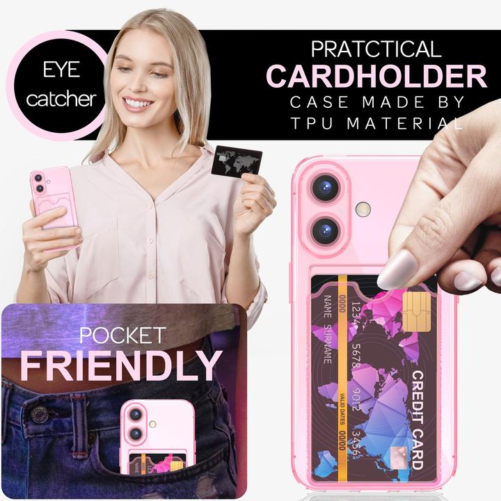 Produktbild Nalia Klar Transparente Neon Silikon Hülle Kartenhalter (Apple iPhone 16 Plus)