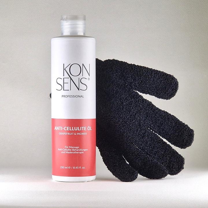 Actual product image Konsens Exfoliating glove with anti-cellulite oil 250ml