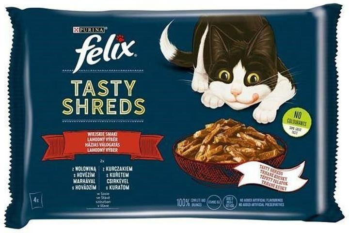 Purina FELIX Tasty Shreds au boeuf et au poulet - 4x 80g (Senior, 320 g)