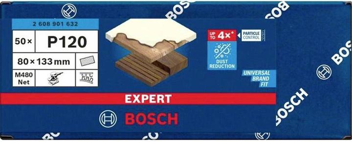 Immagine prodotto Bosch Professional Zubehör Accessori 2608901632 Rete di levigatura per levigatrice orbitale grana 120 (L x L) 133mm x 80mm (120)