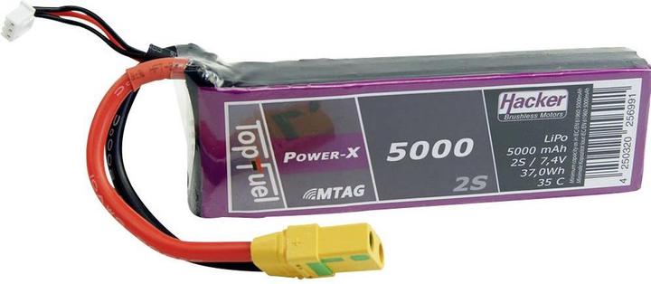 Immagine prodotto Hacker TopFuel Batteria LiPo 5000mAh 7.4V 2S 35C MTAG (7.40 V, 5000 mAh)