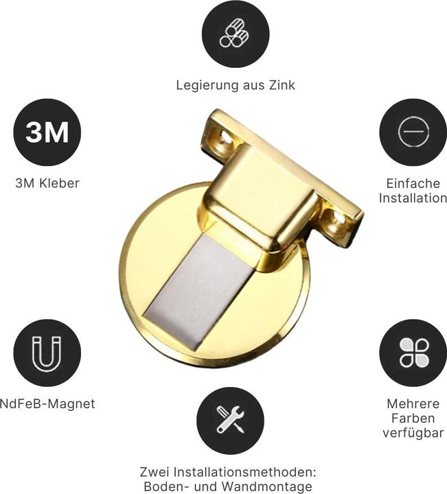 Produktbild Hermex Magnetischer Türstopper Türdämpfer Türschnäpper Türpuffer Türkeil (1 Stück)