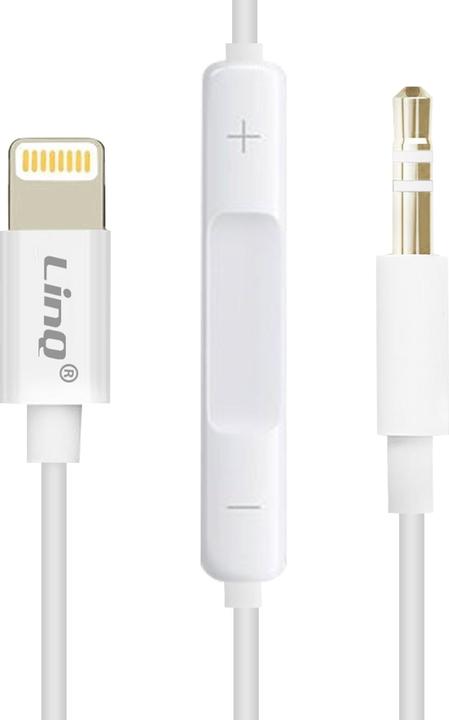 Produktbild LinQ weisser Lightning auf 3.5mm Klinkenanschluss Audioadapter mit Fernbedienung (Lightning, 3.5mm Klinke)