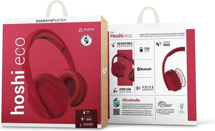 Productafbeelding Energy Sistem Hoshi ECO Hoofdtelefoon Rood (ANC, 23 h, Draadloze)