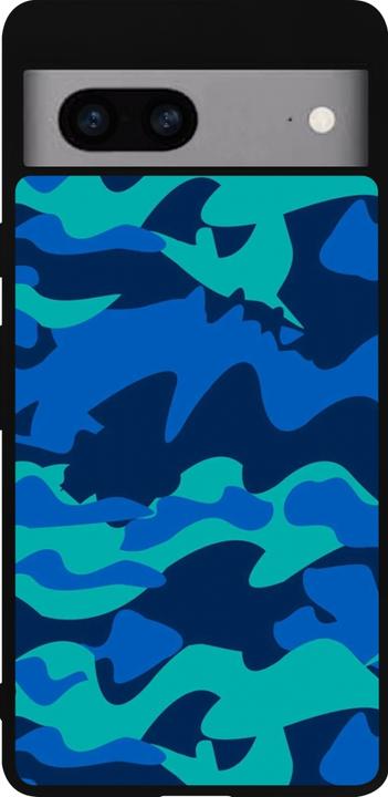 Actual product image PhoneLook Coque Silicone rigide noir Camo Blue (Google Pixel 7a)