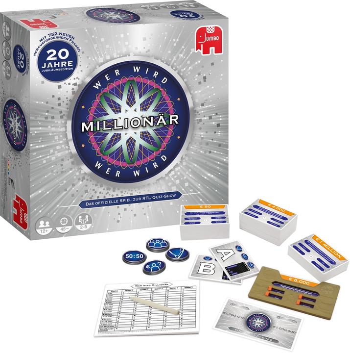 Immagine prodotto Jumbo Chi vuole essere un milionario 20 J, d 20 anni edizione anniversario, da 12 anni, 2-5 giocatori (Tedesco)