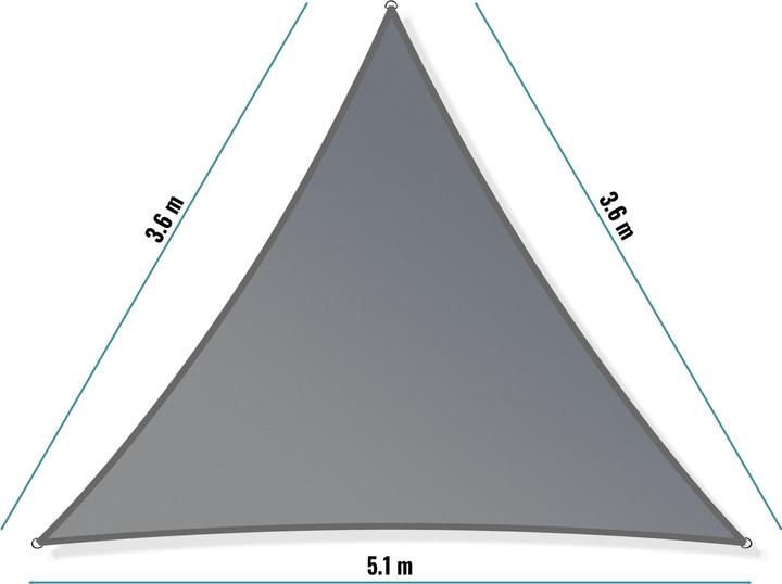 Actual product image Toboli Awning Sun Sail Triangle 3.6x3.6x5.1m Windproof Sun Protection UV 30+, Garden Terrace Balcony