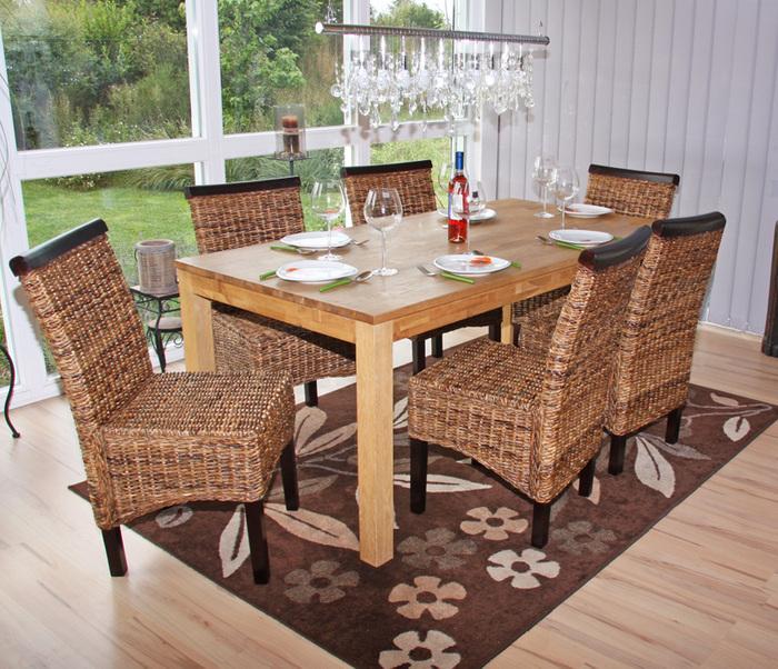 Produktbild Mendler 6x Esszimmerstuhl Korbstuhl M45 Stuhl Bananengeflecht - dunkel, ohne Kissen