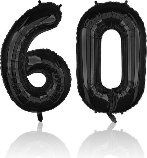 Image du produit Hermex Ballon en plastique Nombre 60 Noir Ballon numéroté Ballon à hélium 81cm