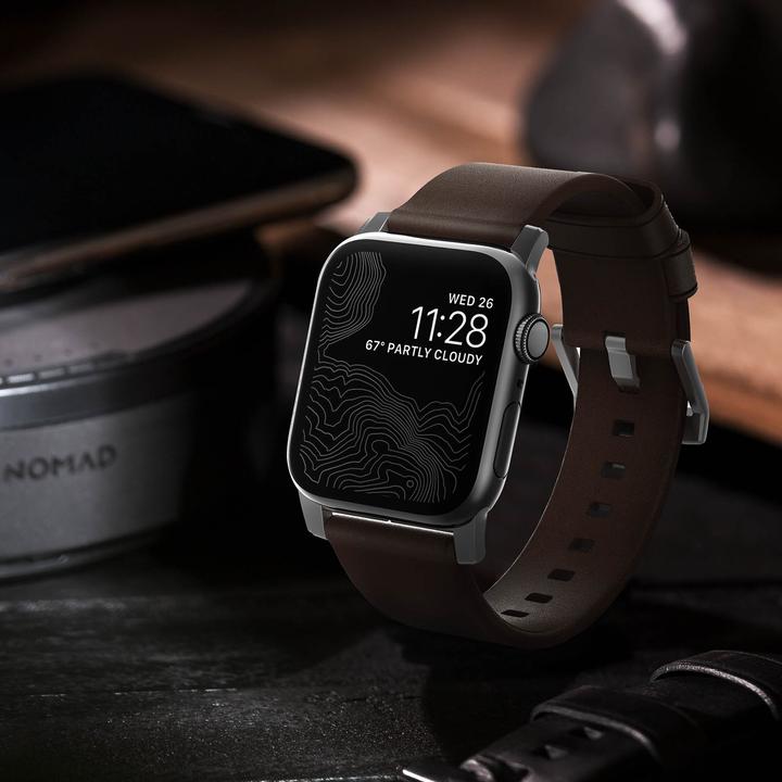 Immagine prodotto Nomad Cinturino del connettore moderno (44 mm, Cuoio, Acciaio inossidabile)