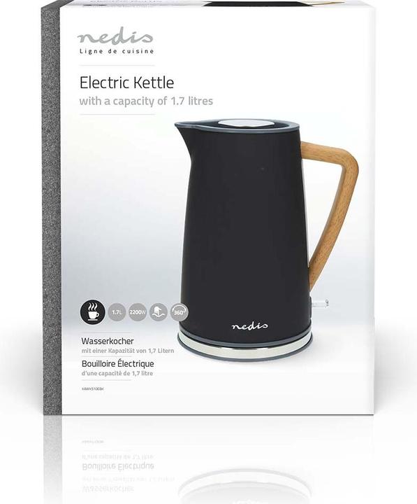 Produktbild Nedis Wasserkocher | 1.7 l | Soft-Touch | Schwarz | Um 360 Grad drehbar | Verdecktes Heizelement | S (1.70 l)