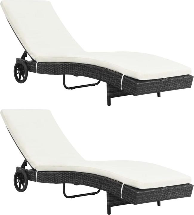 Immagine prodotto VidaXL Sonnenliegen 2 Stk. mit Rollen und Auflagen Poly Rattan (60 cm)