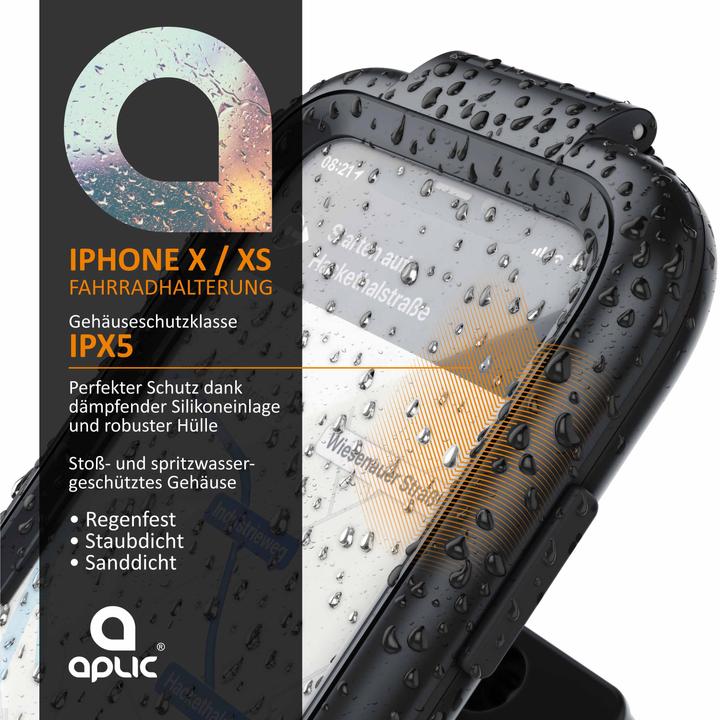 Produktbild Aplic Handy Halterung, Fahrradhalterung mit Schutzhülle für Iphone X & XS, Spritzwasserschutz