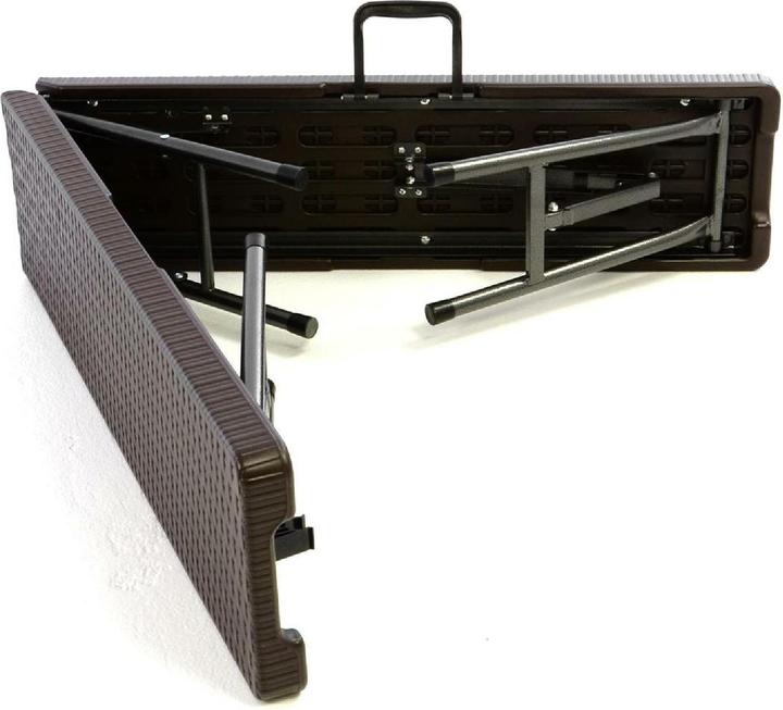 Produktbild VCM Gartengarnitur 1 Tisch 2 Bänke klappbar Rattanoptik Bierzeltgarnitur 180cm braun (25 cm)