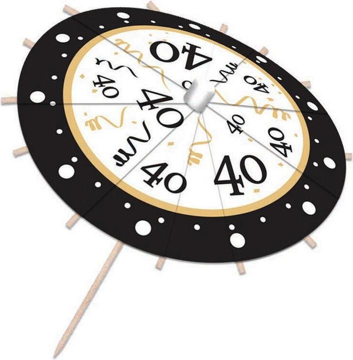Produktbild Bristol Novelty Cocktailschirmchen 40. Geburtstag 12Erpack Papier Holz