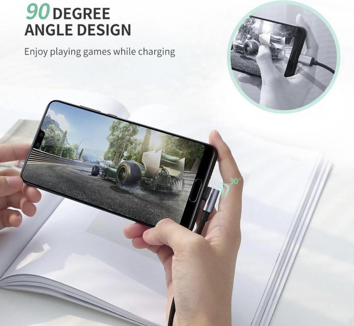 Actual product image Ugreen USB-C angled to USB-A 2.0 A data cable (2 m, USB 2.0)